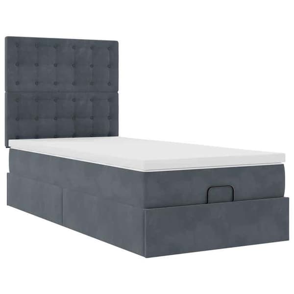 Maison Exclusive - Ottoman sengestel med mørkegrå madras 90x190 cm velour Mörkgrå