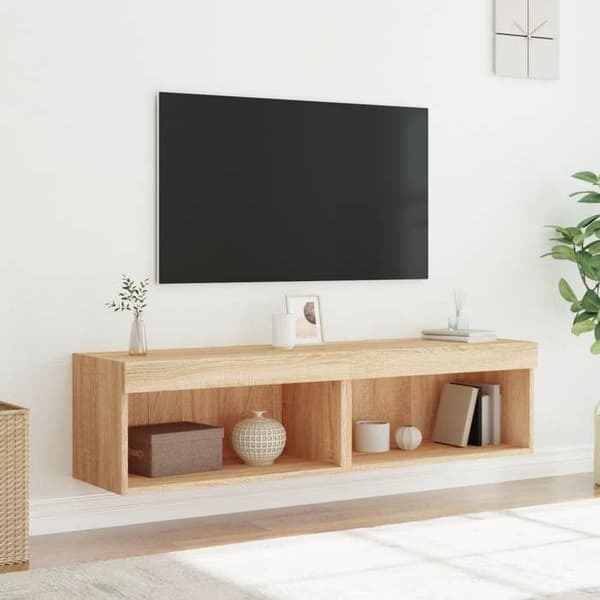 Maison Exclusive - TV-møbler med LED-lys 2 stk. egetræ sonoma 60x30x30 cm