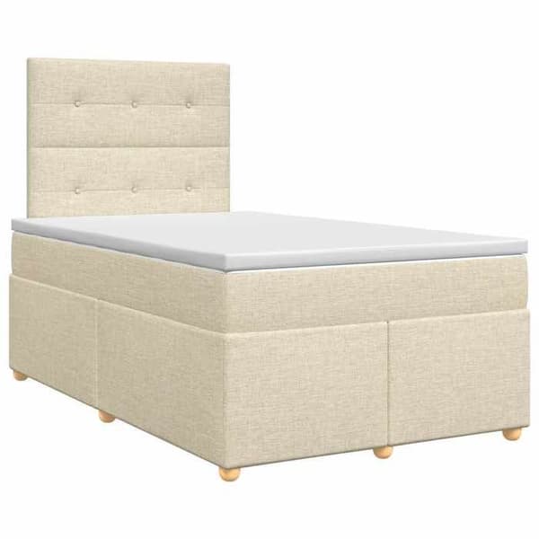 Maison Exclusive - Boxspring säng med madrass Crème 120 x 190 cm Tyg Grädde