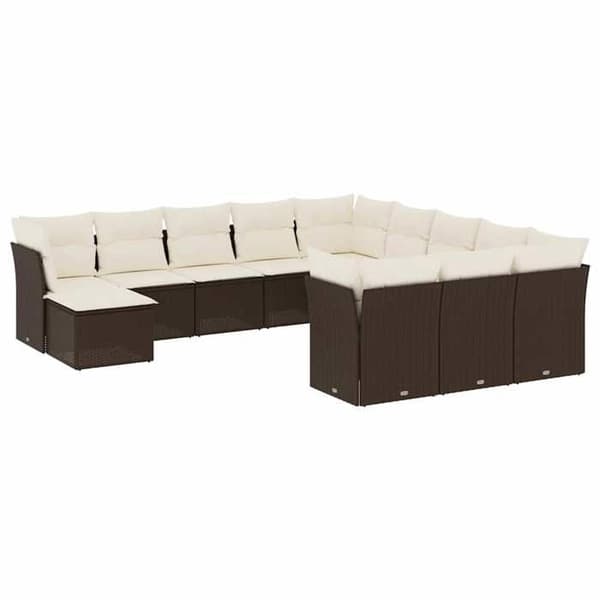 Maison Exclusive - Trädgårdsmöbler med kuddar 12 delar brun flätad resin