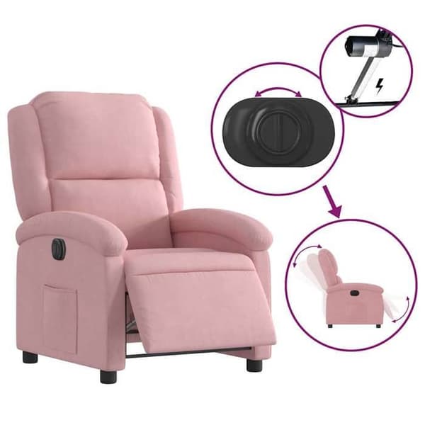 Maison Exclusive - Elektrisk lænestol i rosa velour