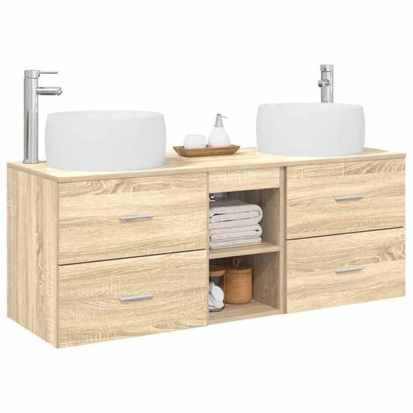 Maison Exclusive - Sæt af 3 pc badeværelsesmøbler Sonoma eg