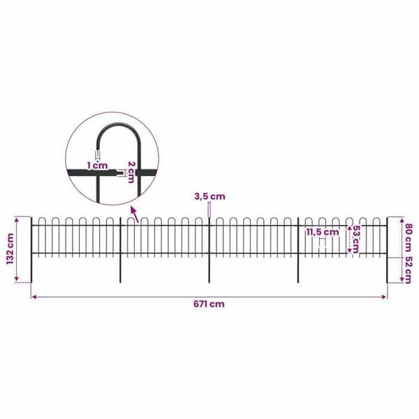 Maison Exclusive - Trädgårdsstängsel med stålbåge 671 x 80 cm Svart Svart