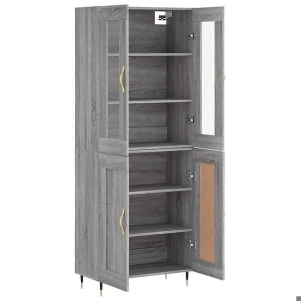 Maison Exclusive - Buffé hög Sonoma grå 69,5x34x180 cm Ingenjörsträ