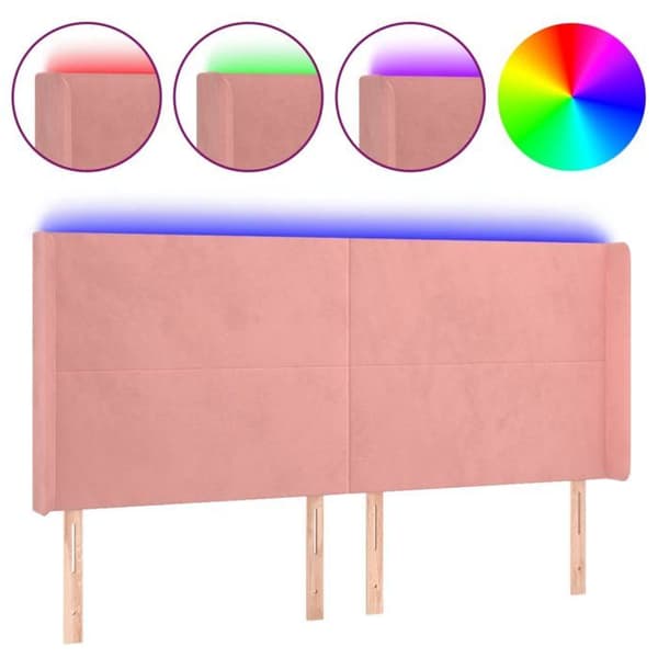 Maison Exclusive - LED-päätyruutu Vaaleanpunainen 203x16x118/128 cm Sametti rosa