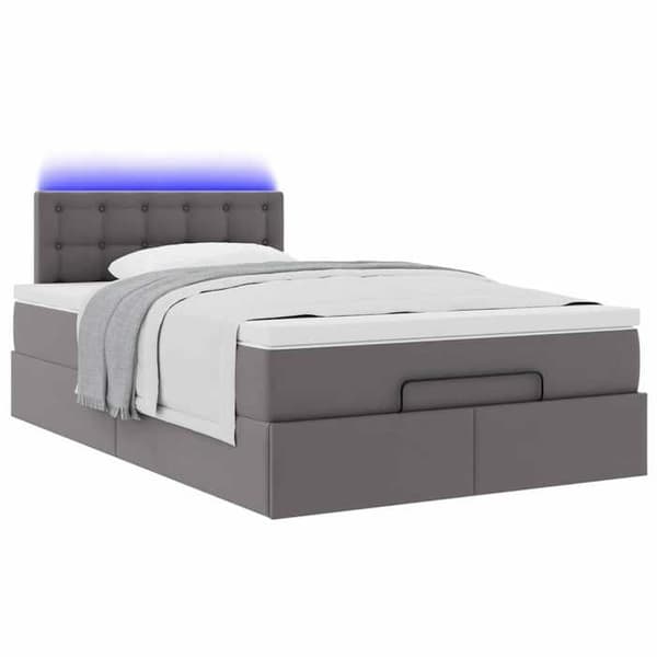 Sängsoffa - Maison Exclusive - 120x190 cm - Grå konstläder - Förvaring & LED grå