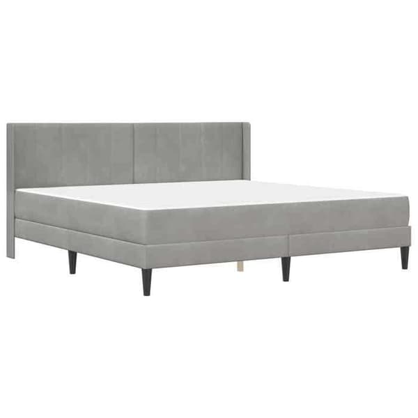 Sengestel med madras - EKSKLUSIV HUS - Rektangulær - Lys grå - 180 x 200 cm - Velour & lameller Ljusgrått