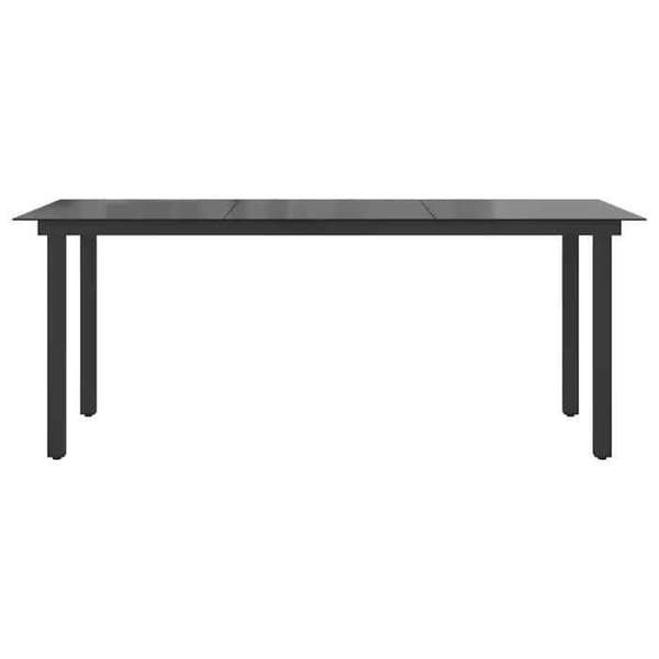 Havemøbel - EKSKLUSIV HUS - 190x90x74 cm - Aluminium - Glasbordplade - Sort Svart