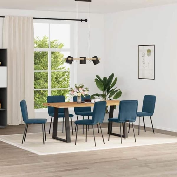 Maison Exclusive - Ruokatuolit 6 kpl sininen sametti Blå