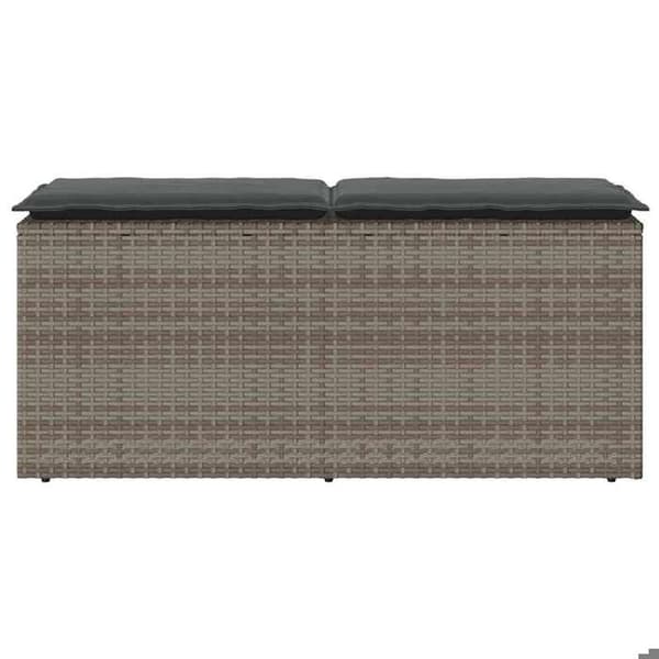 Maison Exclusive - Trädgårdsbänk med grå kudde 110x40x44 cm flätad resin