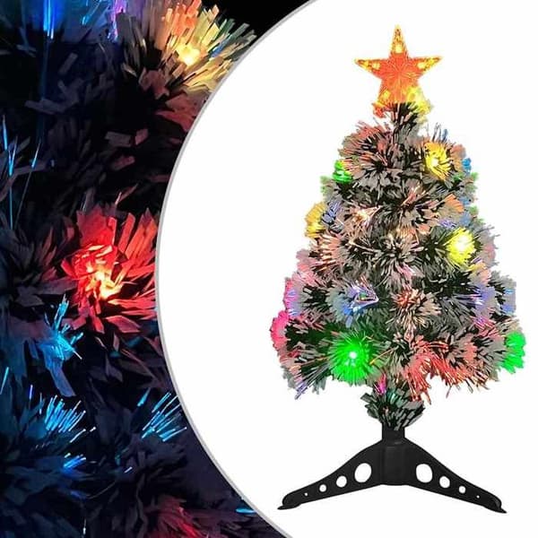 Kunstigt juletræ - EKSKLUSIV HUS - Forudbelyst - Fiberoptik - Blå LED - USB-strøm Vit blå