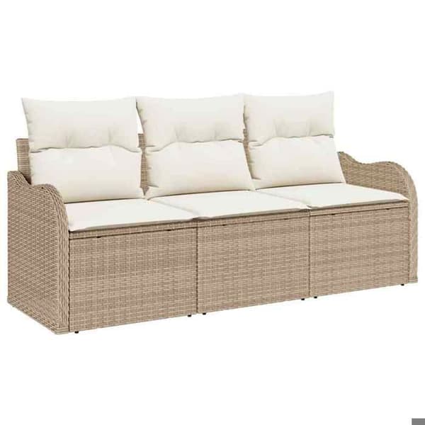 Maison Exclusive - 3 osan beige polyrottinkinen puutarhakalustesetti