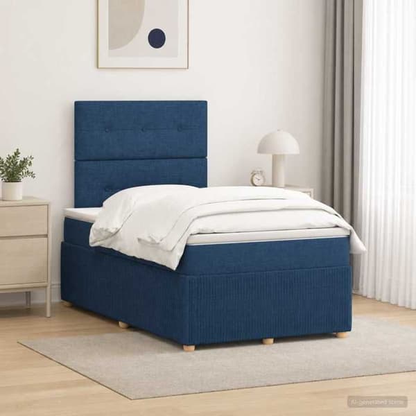 Maison Exclusive - Boxspring säng med madrass Blå 120 x 200 cm Tyg Blå