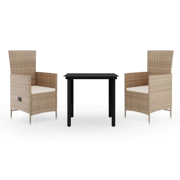 Maison Exclusive - Puutarhakalustesarja tyynyillä 3 kpl Beige