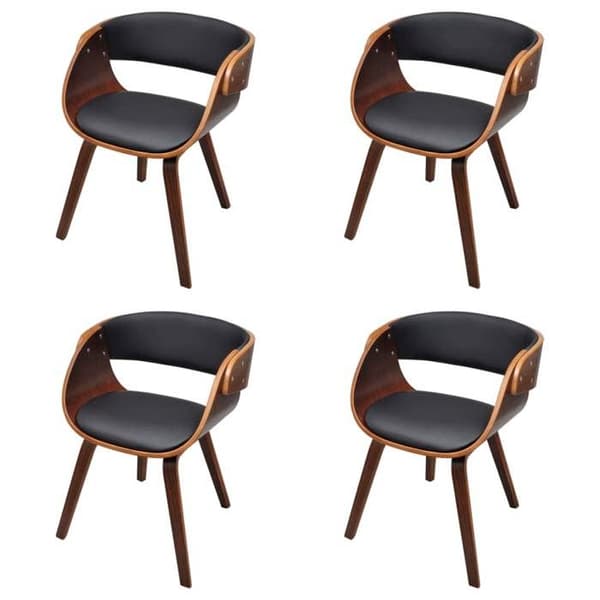 Maison Exclusive - Matstolar set om 4 brun böjd trä och konstläder kastanj