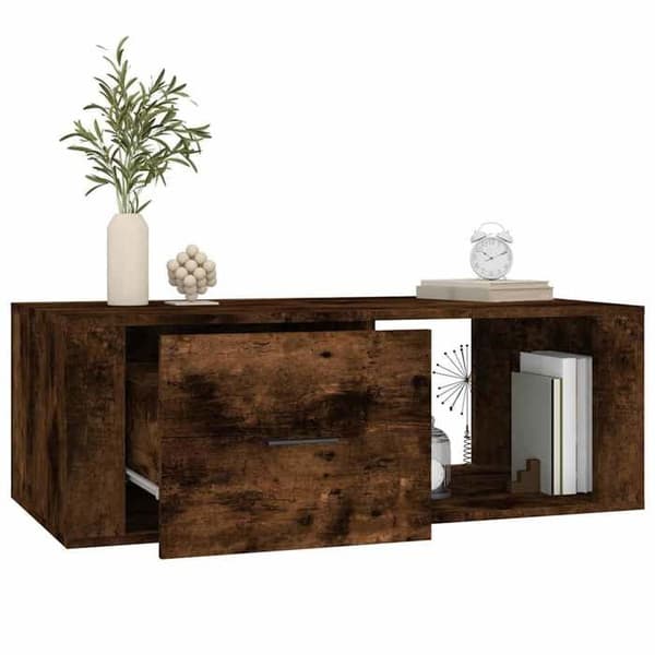 Bord - EKSKLUSIV HUS - Røget eg 100 x 50,5 x 35 cm - Ingeniørtræ - Skuffe og rum - Rektangulær Rökt ek