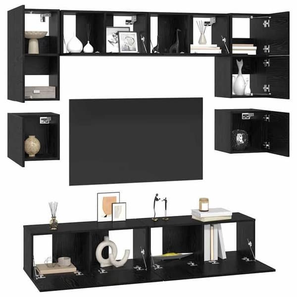 Maison Exclusive - TV-møbel sæt 8 stk 80 x 30 x 30 cm Sort eg svart ek