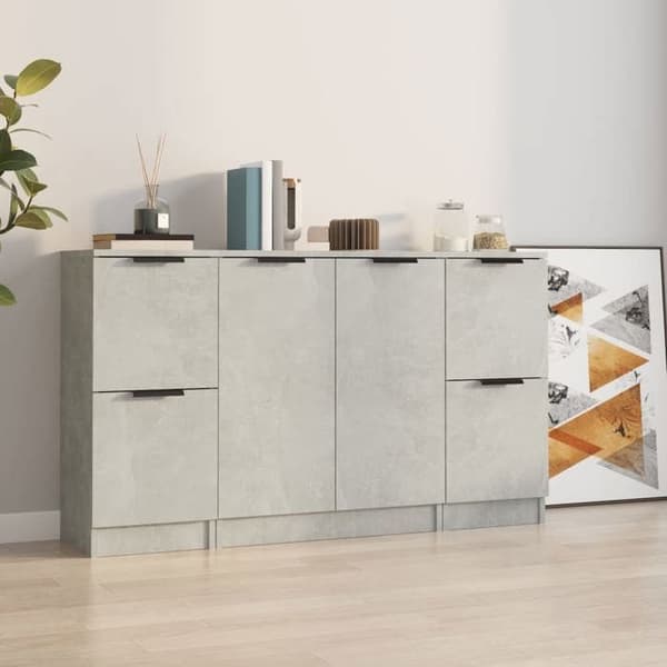 Maison Exclusive - Bufféer 3 st grå betong ingenjörsträ