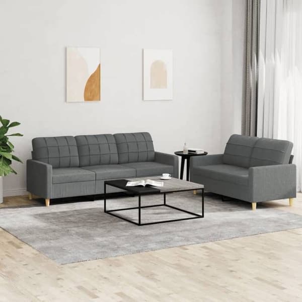 Maison Exclusive - Sæt af 2 sofaer med puder Mørkegrå Stof