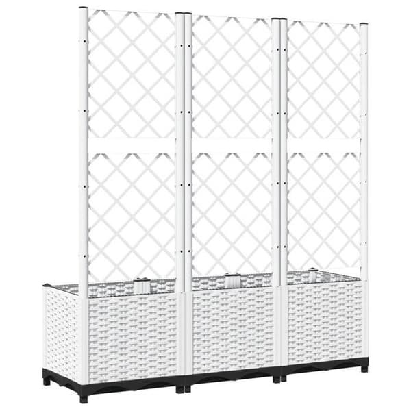 Maison Exclusive - Blomsterkasse med trellis Hvid 120x40x136 cm PP Vit