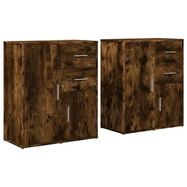 Maison Exclusive - Buffeter 2 stk røgfyldt eg 60x31x70 cm ingeniørtræ