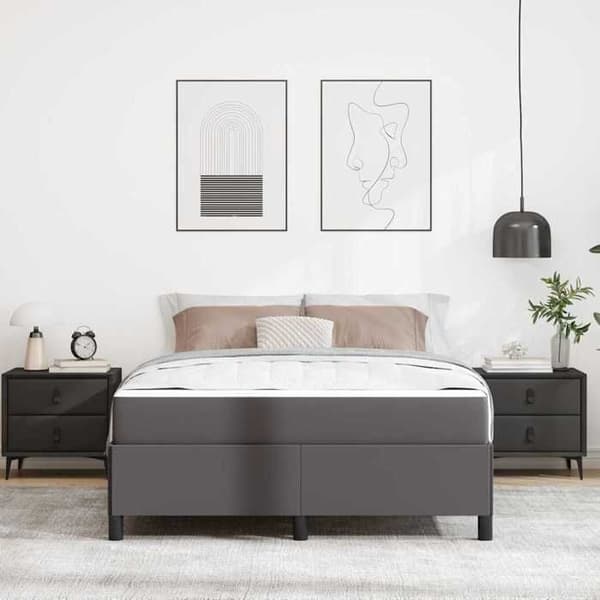 Maison Exclusive - Sängram med madrass Grå 140 x 190 cm tyg