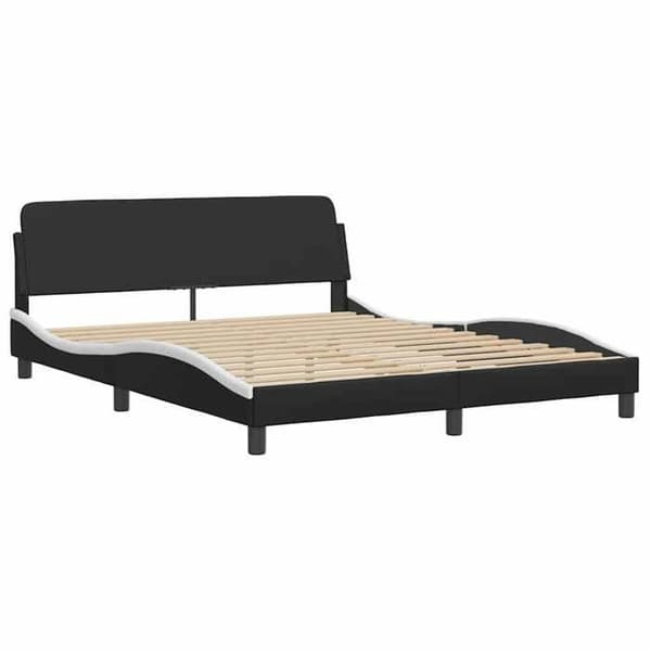 Maison Exclusive - Sängram Dover svart och vit 152x203 cm konstläder