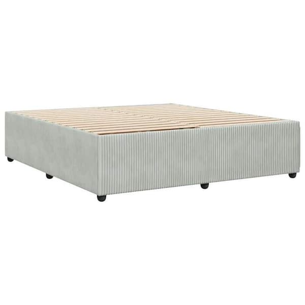 Sengestel - EKSKLUSIV HUS - 200 x 200 cm - Lys grå - Velour - Lamelseng ljusgrått