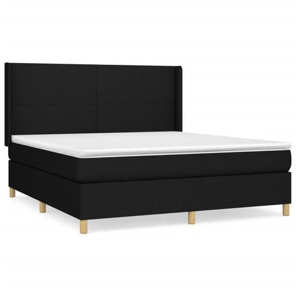 Maison Exclusive - Sengebund med lameller og madras Sort 160x200 cm Stof