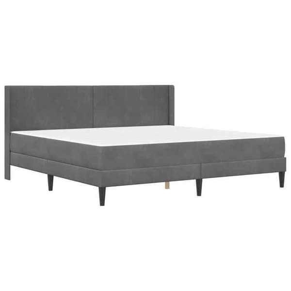 Sängram med madrass - MAISON EXCLUSIVE - Maison Exclusive - 200 x 200 cm - Mörkgrå sammet - Ribbotten Mörkgrå