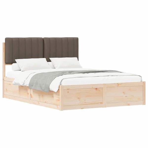 Maison Exclusive - Vuodekehys pehmustetulla päädyllä, taupe 140 x 190 cm Mol