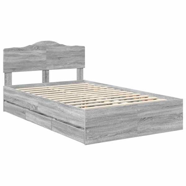 Maison Exclusive - Sängram Grå Sonoma 120 x 190 cm Ingenjörsträ