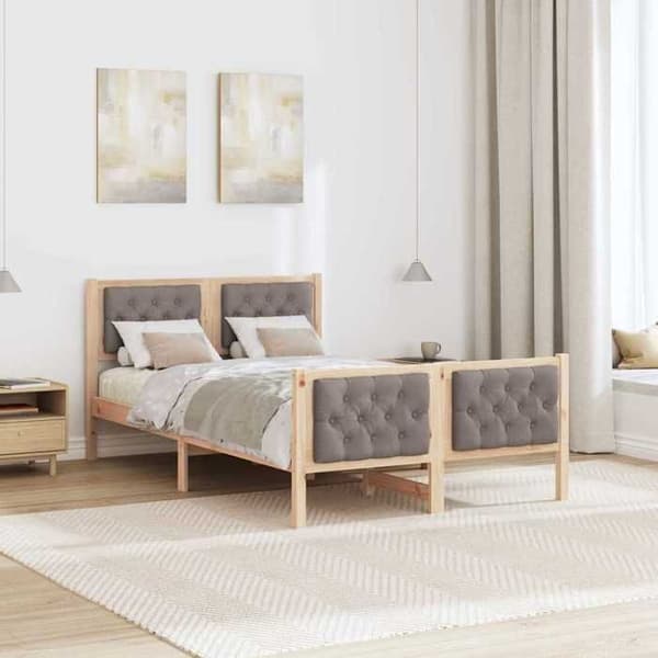 Sengestel - EKSKLUSIV HUS - Basic model - Massivt fyrretræ - Polstret hovedgærde i polyester - Lameller inkluderet