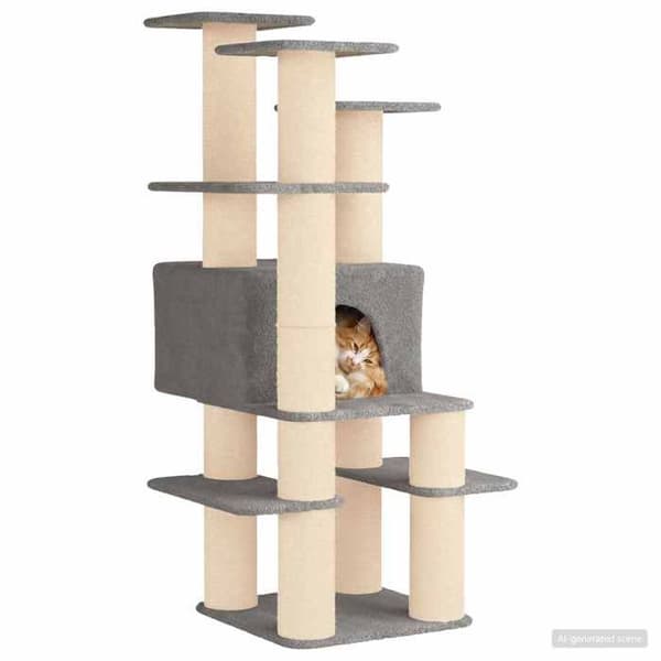 Maison Exclusive - Kattträd med sisal klöspålar Ljusgrå 161 cm