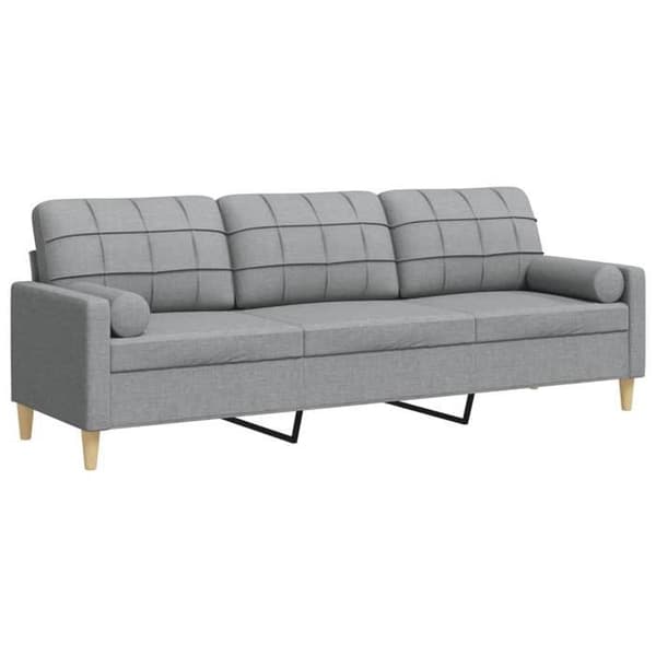 Maison Exclusive - Soffa 3 platser med ljusgrå kuddar 210 cm tyg Ljusgrått