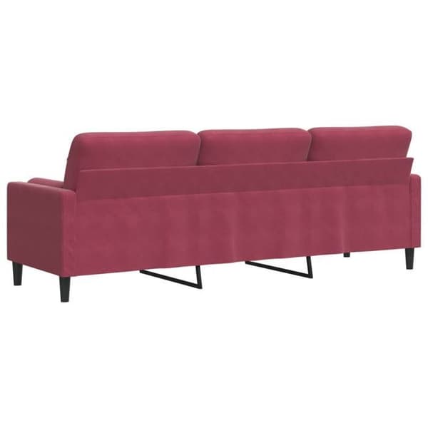 Maison Exclusive - Soffa 3 platser med bordeaux kuddar 210 cm sammet Bordeaux