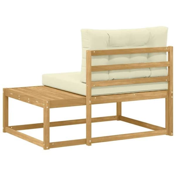 Utomhussoffa - EXKLUSIVT HUS - Utomhus ändsoffa - Massivt akacia - Vit polyesterkudde - 115x83x73 cm Vit