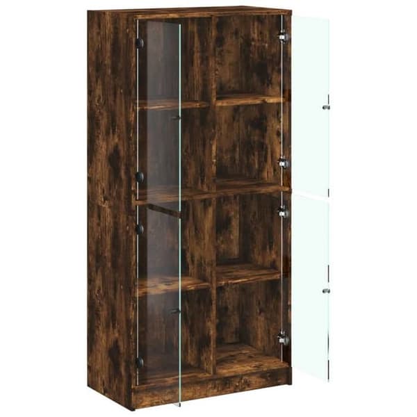 Maison Exclusive - Høj buffet med røget egetræsdøre 68x37x142 cm ingeniørtræ