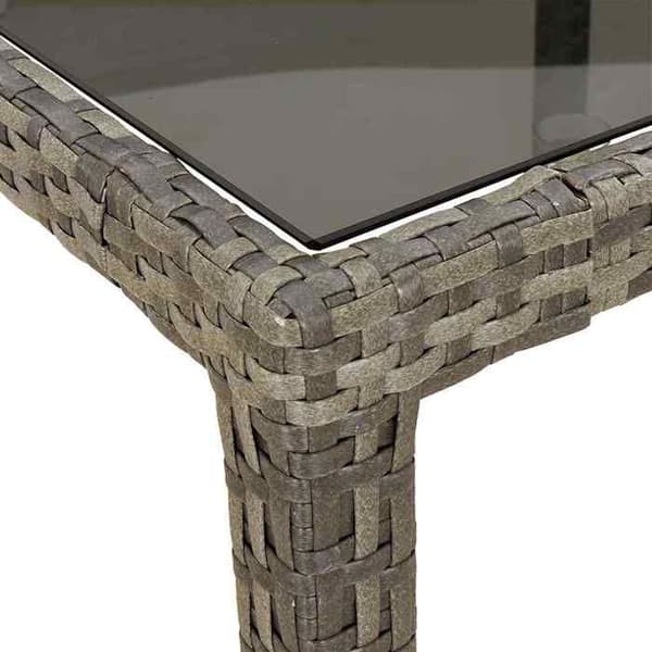 Maison Exclusive - Trädgårdsbord Grå 190x90x75 cm Härdat glas/flätad resin