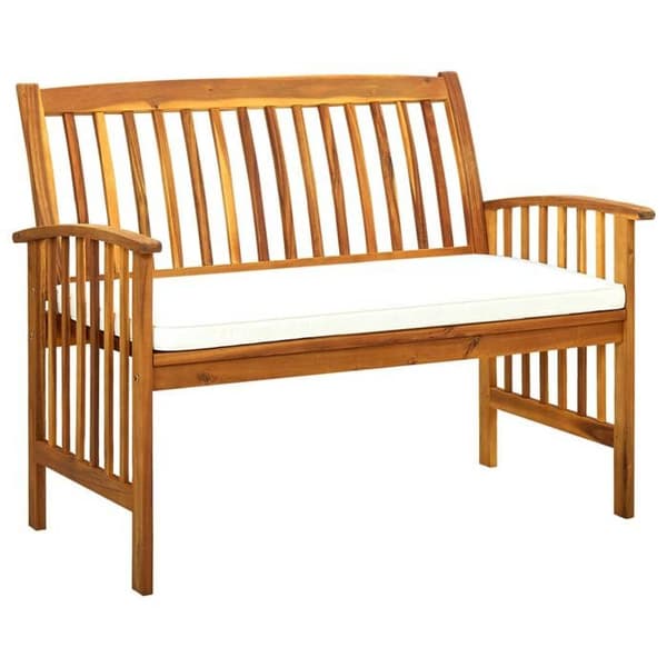 Maison Exclusive - Trädgårdsbänk med kudde 119 cm Solid akaciaträ Krämvit (kudde)