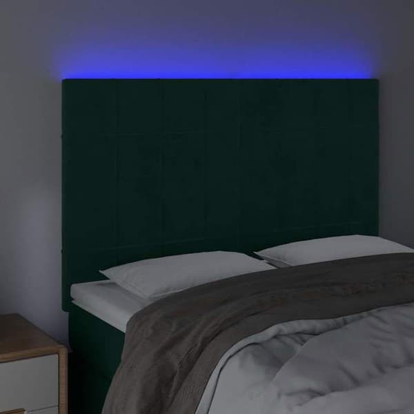 Maison Exclusive - LED-päätylevy Tummanvihreä 144x5x118/128 cm Sametti Mörkgrön
