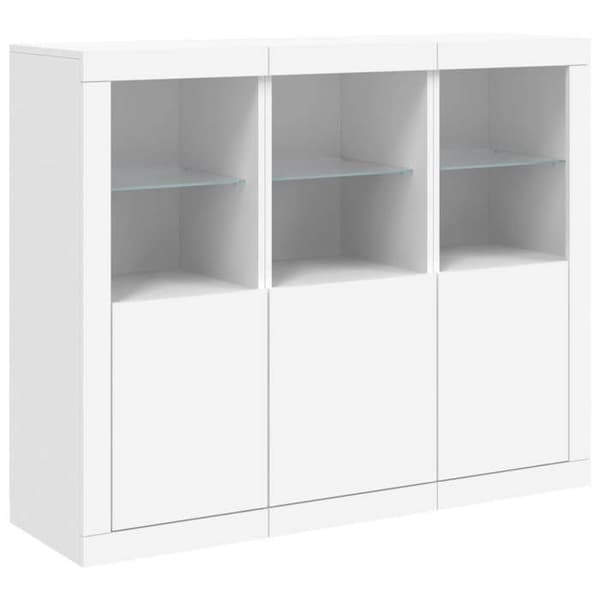Maison Exclusive - Bufféer med LED-lampor 3 st vit ingenjörsträ