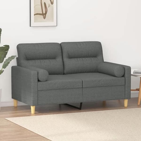 Soffa 2 platser - Maison Exclusive - Mörkgrå - Tyg 100% polyester - Metallram mörkgrå