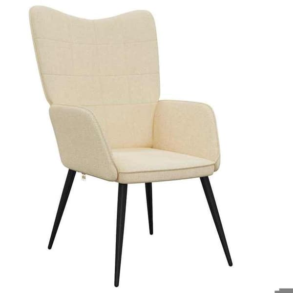 Afslapningsstol - EKSKLUSIV HUS - Creme Stof - 100% polyester - Stålramme - Polstret skum Grädde