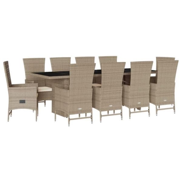 Maison Exclusive - Puutarhakalusteryhmä ja tyynyt 11 kpl beige polyrottinki beige