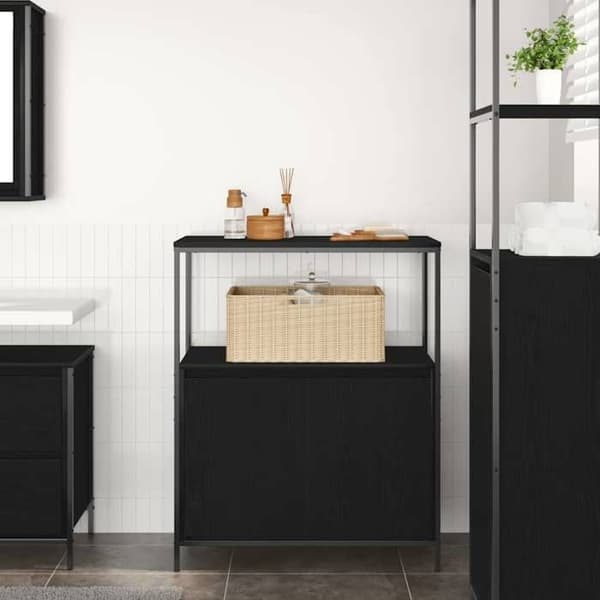Maison Exclusive - Badeværelsesmøbel med hylder i sort eg 76,5x35x95 cm