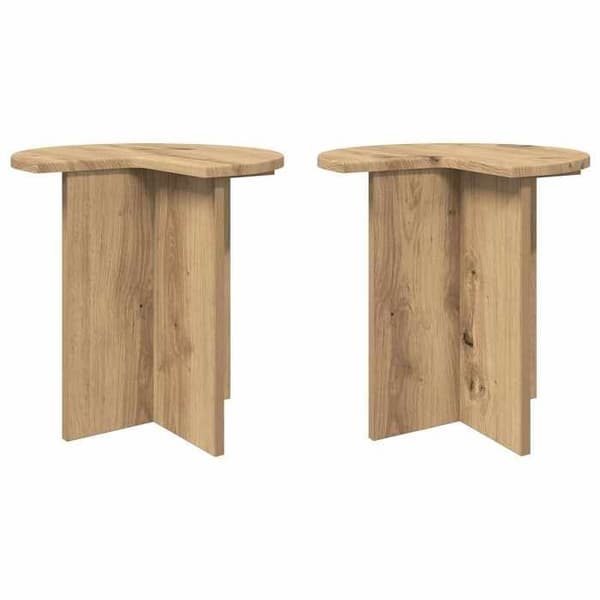 Sidebord - MAISON EXCLUSIVE - 2 dele - Ø 39 x 38 cm - Ingeniørtræ - Moderne design