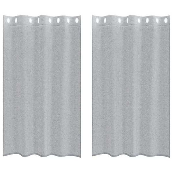 Gardinstof - MAISON EXCLUSIVE - 2 dele 175 x 140 cm - Mørkegrå - Polyester - Gennemsigtig Mörkgrå