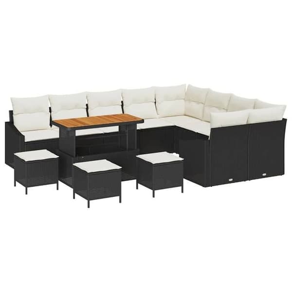 Maison Exclusive - 13 osan puutarhakalustesetti, musta polyrottinki