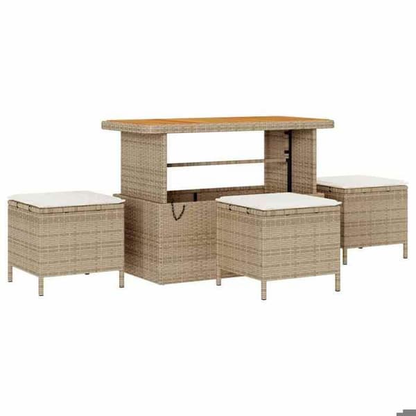 Maison Exclusive - 9 osan beige polyrottinkinen puutarhakalustesetti